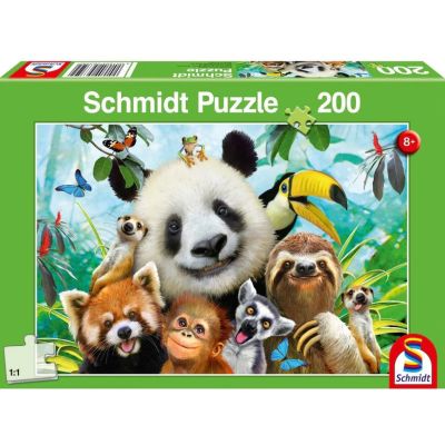 Puzzle 200 piese, Portret de familie cu animale, Schmidt