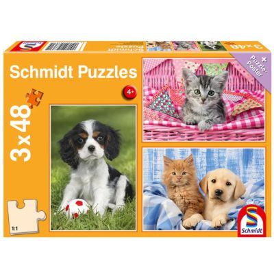 Set puzzle 3 x 24 piese, Animalutele mele dragute, Schmidt