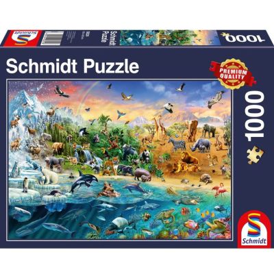 Puzzle 1000 piese, Regatul Animalelor, Schmidt