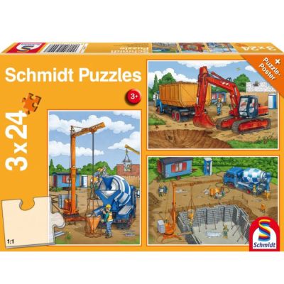 Set puzzle 3 x 24 piese, Pe santier + cadou poster, Schmidt