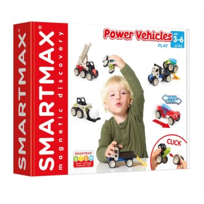 Joc magnetic Smart Max, Power Vehicles, Vehicule cu motor, 25 piese