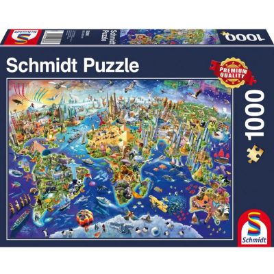 Puzzle 1000 piese, Descopera lumea, Schmidt