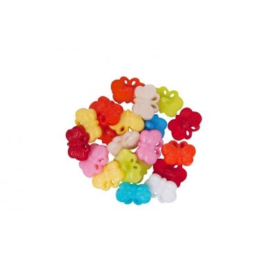 Accesorii creatie - nasturi fluture plastic, diverse culori, 10mm, set 20 buc, Colorarte