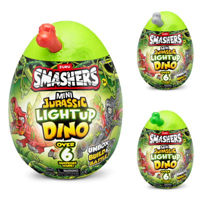 Smashers Mini Ou surpriza cu peste 6 accesorii, Dino Jurassic Light-Up