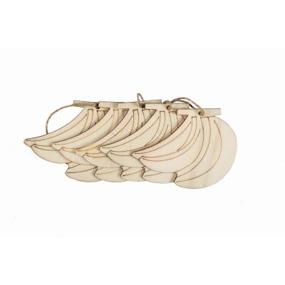 Accesorii creatie - lemn pirogravura - banana, 7x7cm, set 5 buc, Colorarte