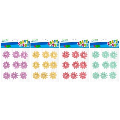 Abtibilduri - flori, diverse culori, set 9 buc, Craft with Fun, 480880