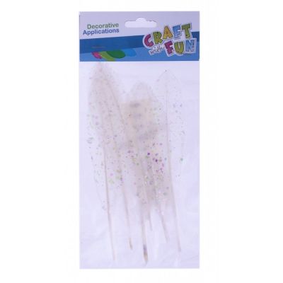Accesorii creatie - pene, alb, 13-17cm, set 6 buc, Craft with Fun, 463669