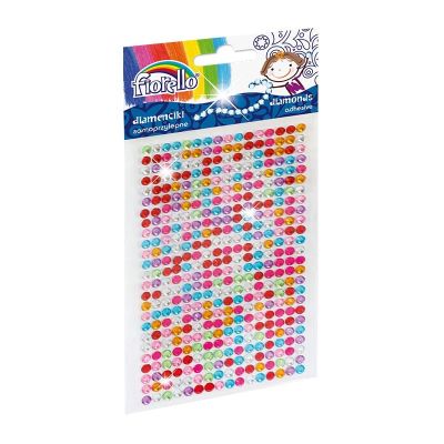 Accesorii creatie - diamante plastic, diverse culori, 4mm, autoadezive, blister 400 buc, Fiorello, GR-DS041 / 170-2396