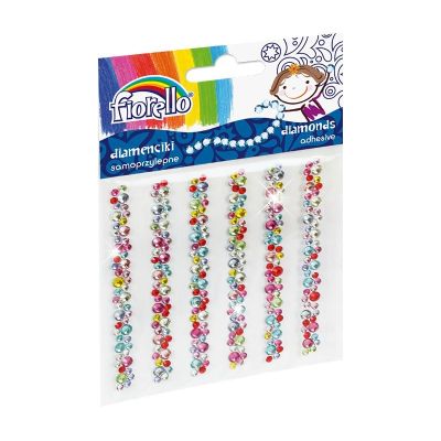 Accesorii creatie - diamante sirag plastic, diverse culori, 9cm, autoadezive, flori, blister 6 buc, Fiorello, GR-DS08 / 170-2404