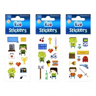 Abtibilduri - pixel, set 12 buc, Sticker Boo, 471545