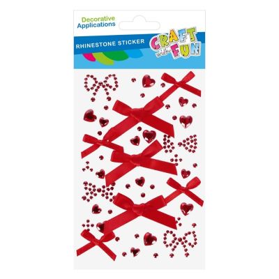 Accesorii creatie - stickere autoadezive - inimioare si fundite, 9x17 cm, Craft with Fun 567264