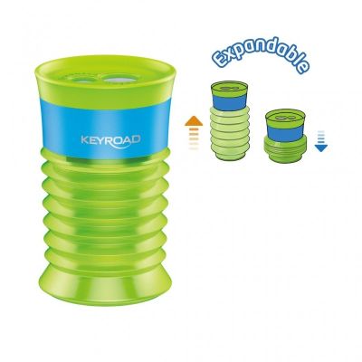 Ascutitoare dubla Keyroad Stretchy KR971263, 2 orificii, plastic, cu rezervor, pe blister, diverse culori