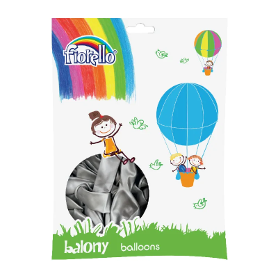 Baloane aniversare Fiorello, 25. 4cm, argintiu metalizat, 170-2502, set 100 buc