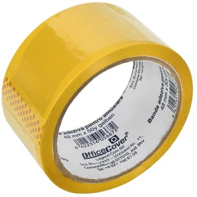 Banda adeziva Office-Cover, pentru ambalare, 48mm x 50yard, galben