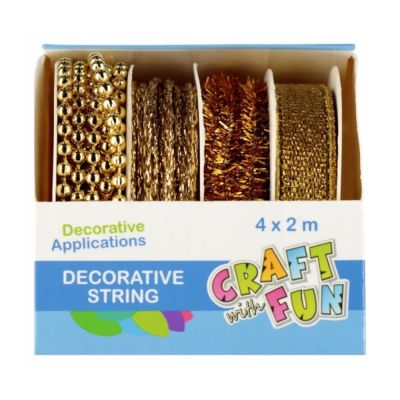 Banda decorativa Craciun, 4 modele, 3m, auriu, Craft with Fun, 567250