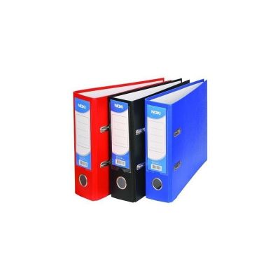 Biblioraft plastifiat Noki 56111-130, A5, landscape, 7cm, buzunar eticheta, inele metalice - albastru