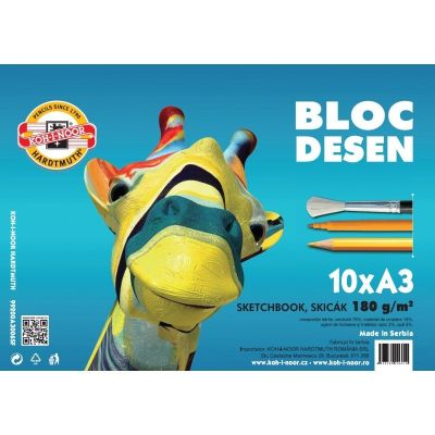Bloc de desen A3 Koh-i-noor, Girafa, 10 file, 180g/mp, K99200A3006SF