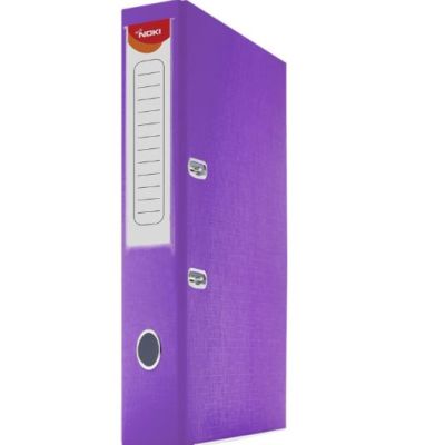 Biblioraft plastifiat Noki, A4, portret, 5cm, buzunar eticheta, inele metalice - violet