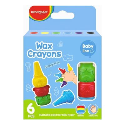 Creioane cerate Keyroad Baby line KR972331, 6 culori, blister carton