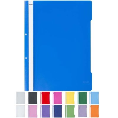 Dosar cu sina Noki, plastic, diverse culori, 2 perforatii pentru arhivare, eticheta interschimbabila pe cotor - albastru