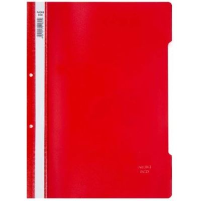 Dosar cu sina Noki, plastic, diverse culori, 2 perforatii pentru arhivare, eticheta interschimbabila pe cotor - rosu