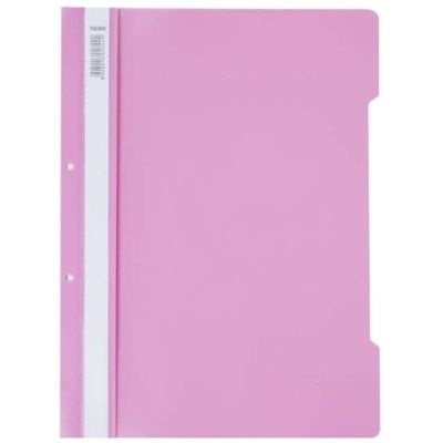 Dosar cu sina Noki, plastic, diverse culori, 2 perforatii pentru arhivare, eticheta interschimbabila pe cotor - roz