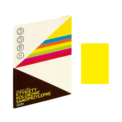 Etichete autocolante Grand 150-1065, 1/A4, 210x297mm, permanente, colturi drepte, galben fluorescent, top 25 coli