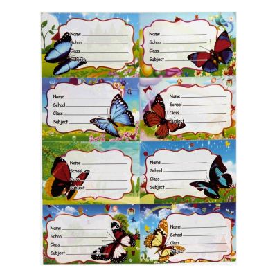 Etichete scolare CNX 8/coala, model fluture, 10 coli/set