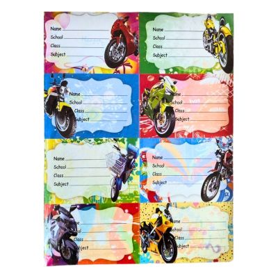 Etichete scolare CNX 8/coala, model motocicleta, 10 coli/set
