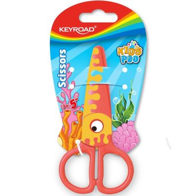Foarfeca Keyroad Kids Pro KR971405, 13. 0cm, plastic, prescolari, peste portocaliu, blister