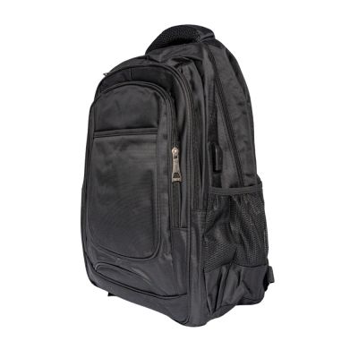 Ghiozdan CNX, 2 fermoare si buzunar mare, material textil, negru, 6606