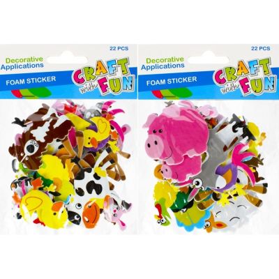 Forme decorative - hartie gumata autoadeziva - animale domestice, diverse culori, set 22 buc, Craft with Fun, 463445
