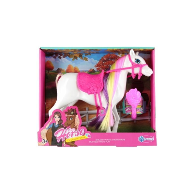 Jucarie cal cu sa + pieptene Cute Horse, 28x24x8cm, diverse culori, 3+ ani, MegaCreative, 543526
