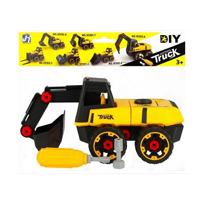 Jucarie excavator MegaCreative, asamblare, cheie + surubelnita, 498660, 24x12x12cm, +3ani