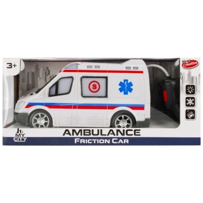 Ambulanta cu telecomanda MegaCreative 459668, 28cm, necesita baterii 6xAA, plastic, multicolor, 3+ ani