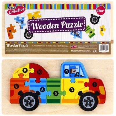Jucarie bebelusi din lemn - puzzle camion, multicolor - MegaCreative 474356, 18+ luni