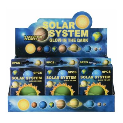 Jucarie set forme planete fosforescente MegaCreative 571410, 3-10cm, set 9 buc, pvc, +3ani