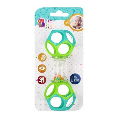 Jucarie zornaitoare gantera BamBam 569043, 14x5x5cm, +3luni