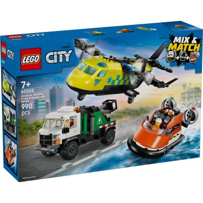 LEGO City. Avion, autospeciala de service si aeroglisor in versiuni adaptate 60505, 990 piese