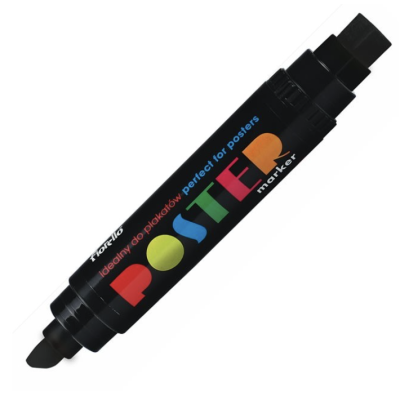 Marker permanent Fiorello Poster GR-1712, 2 capete - tesit 10mm / patrat 17mm - negru