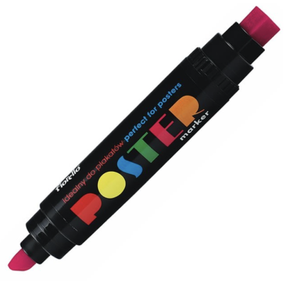 Marker permanent Fiorello Poster GR-1712, 2 capete, roz - tesit 10mm / patrat 17mm