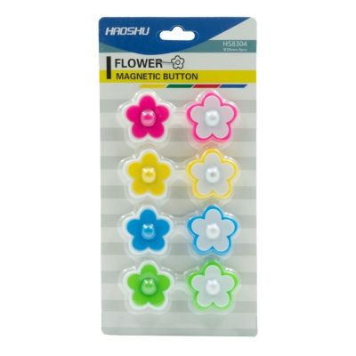 Magneti pentru tabla CNX HS8304, flori, diametru 30mm, diverse culori, set 8 buc