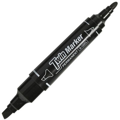 Marker permanent CNX G-122CL, varf rotund / varf tesit, 2 capete, negru