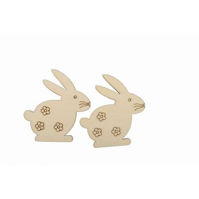 Accesorii creatie - lemn pirogravura - iepuri, 8cm, set 5 buc, Colorarte