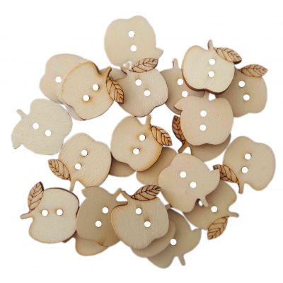 Accesorii creatie - lemn - nasturi mar, natur, set 30 buc, Colorarte