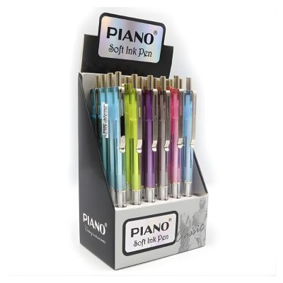 Pix cu bila CNX PT-017 Piano, 0. 7mm, cu mecanism, corp transparent, clips argintiu, diverse culori, culoare scriere albastru