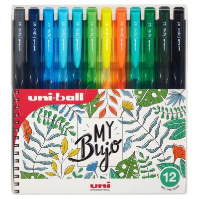 Pix cu gel Uni-ball Signo My Bujo UMN-155N, 0. 7mm, cu mecanism, corp semitransparent in culoarea scrisului, set 12 culori