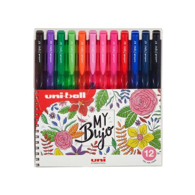 Pix cu gel Uni-ball Signo My Bujo UMN-155N, 0. 7mm, cu mecanism, corp in culoarea scrisului, set 12 culori intense