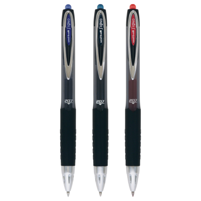 Pix cu gel Uni-ball Signo UMN-207, 0. 7mm, cu mecanism, corp semitransparent, grip cauciucat, scris negru