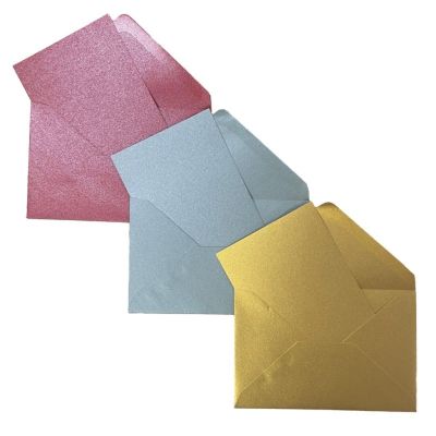 Plic + card Colorarte Perla, culori perlate (rosu, auriu, argintiu), 60x80mm, set 150 buc